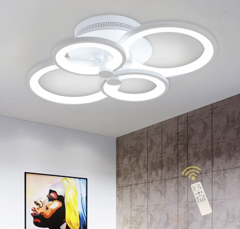 Ganeed Dimmable Modern Ceiling Light,Metal Acrylic LED Flush Mount Ceiling Light Fixtures,56W LED Chandelier Light Fixture for Living Room Kitchen Bedroom Dinner Room,3000-6500K - Image 1
